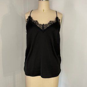 Black Lace Detail Tank Top
